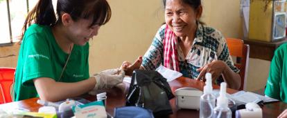 Medical intern during community outreach in Cambodia